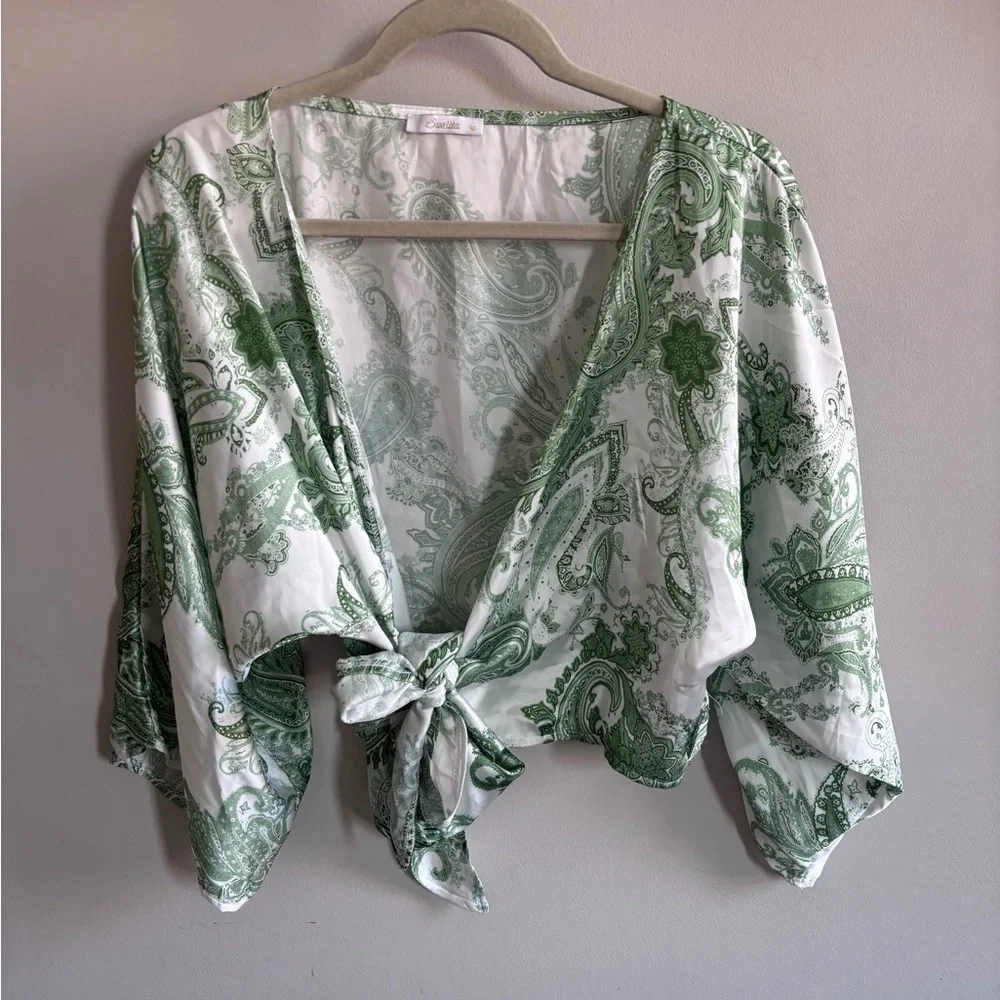 Green Paisley Wrap Matching Set